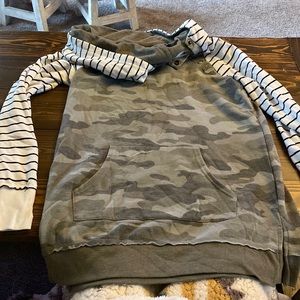 Camo and striped hoodie